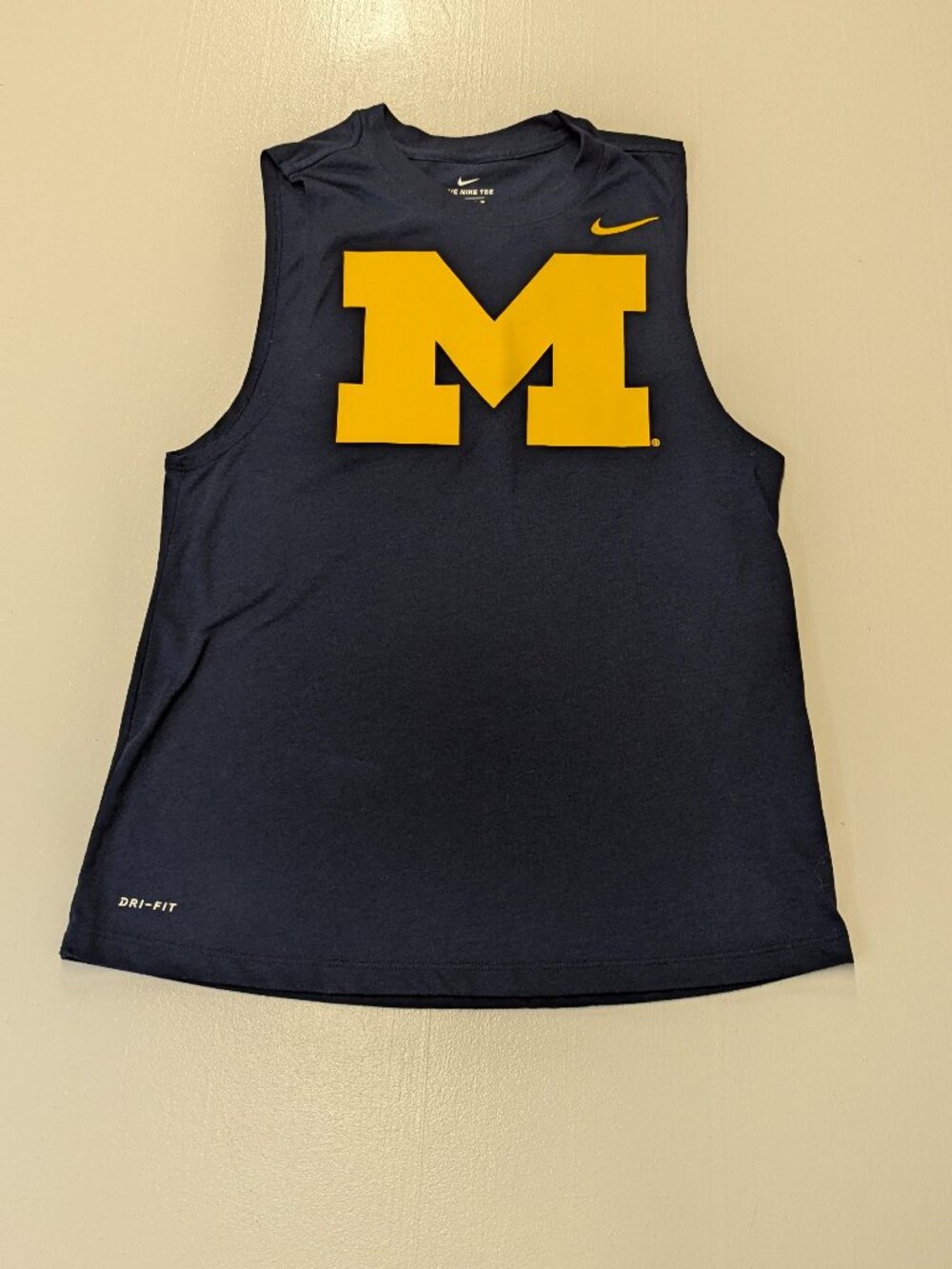Nike Dri-Fit Size XS University of Michigan Wolverines Tank Top Navy/Yellow